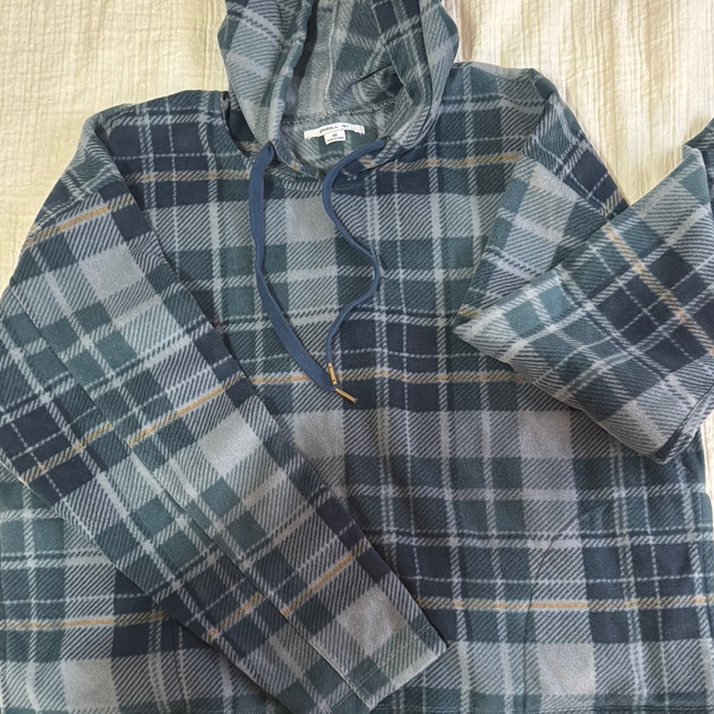 O’NEILL Blue Plaid Hooded Sweater